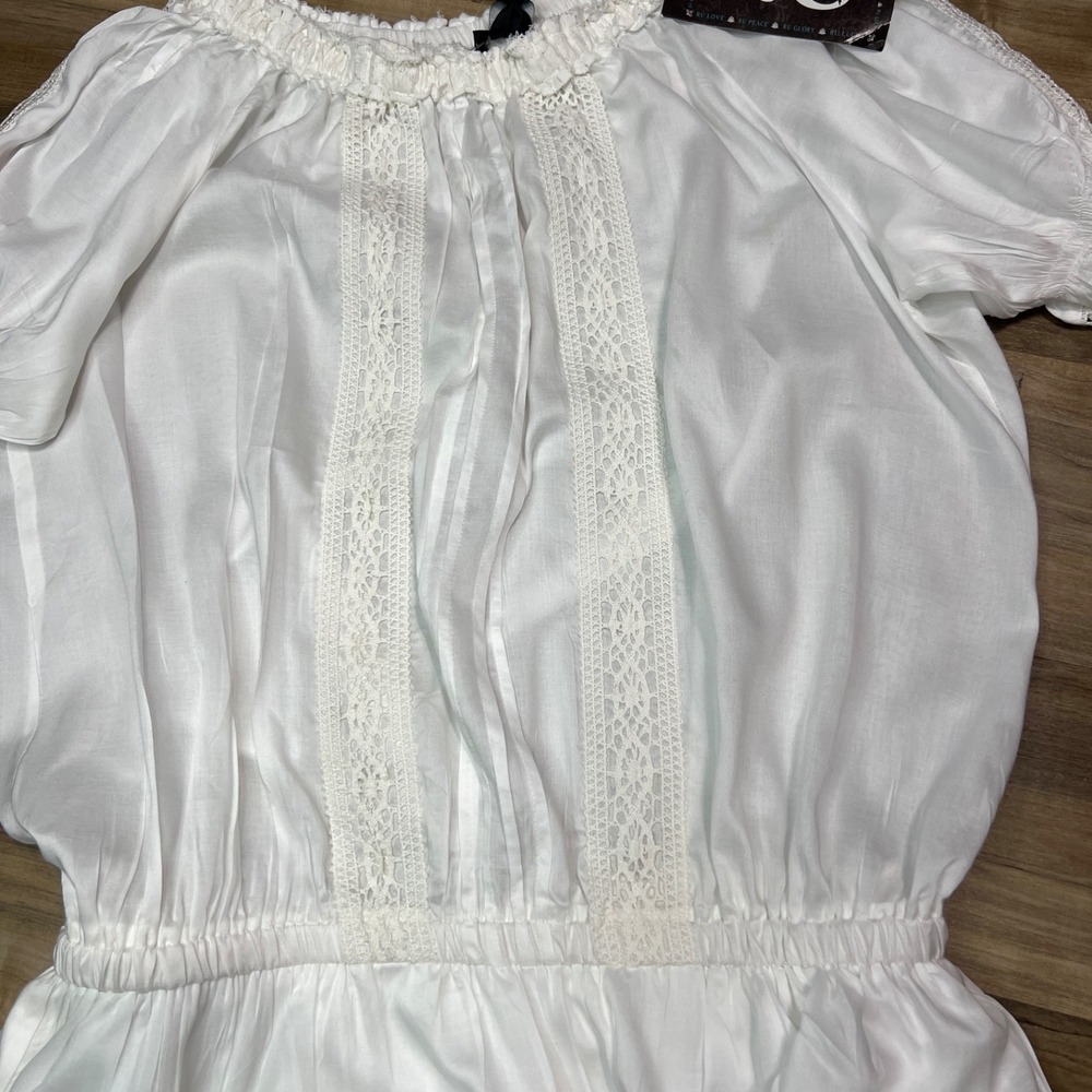 Resistol White Lace Dress XL 100% Rayon Boho Western Fringe Cowgirl Style NWT - Picture 3 of 13